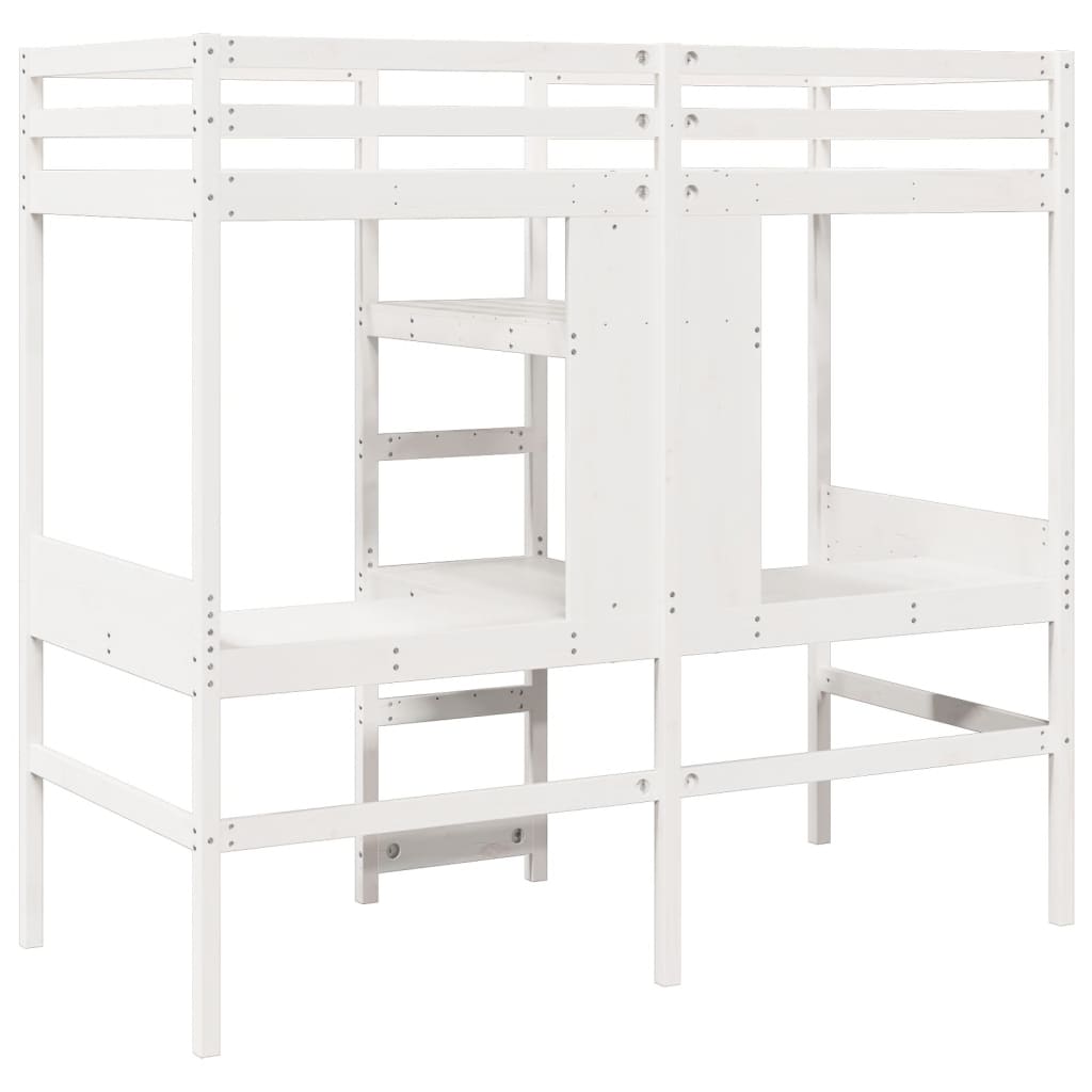 Ramme for loftseng uten madrass hvit 90x190 cm heltre furu