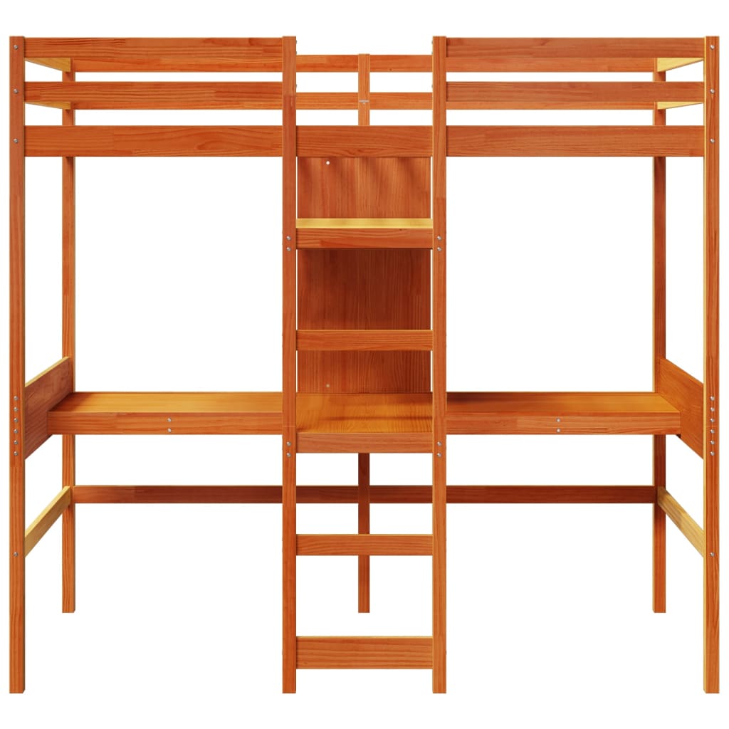 Ramme for loftseng uten madrass voksbrun 90x190 cm heltre furu