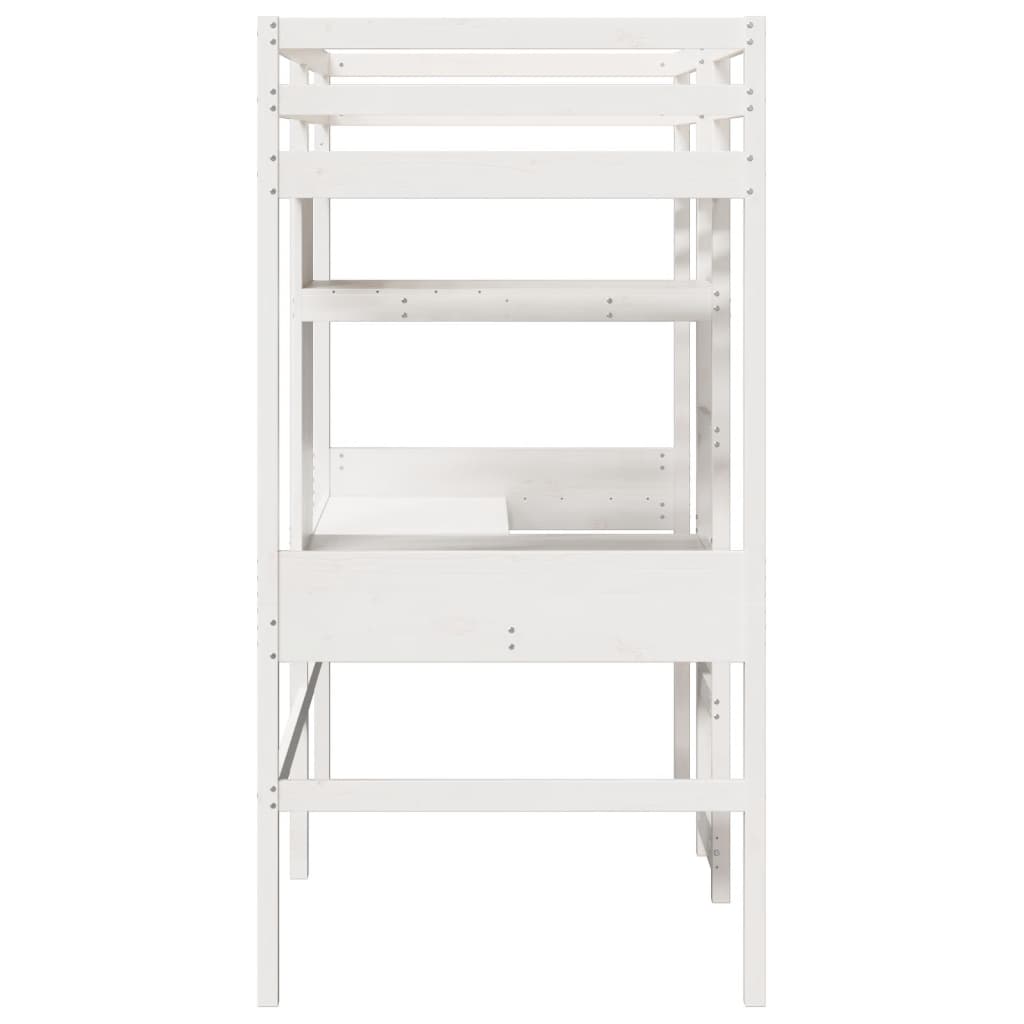 Ramme for loftseng uten madrass hvit 75x190 cm heltre furu