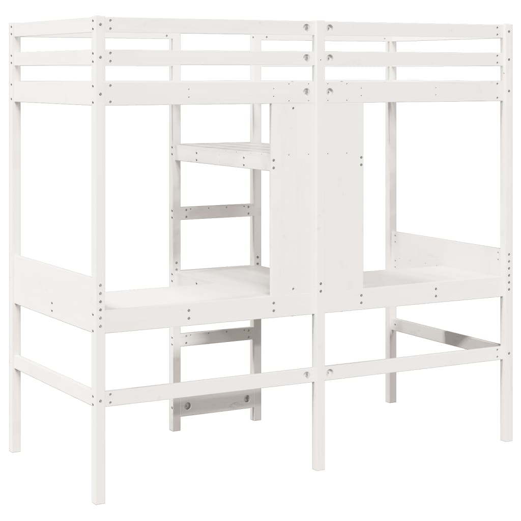 Ramme for loftseng uten madrass hvit 75x190 cm heltre furu