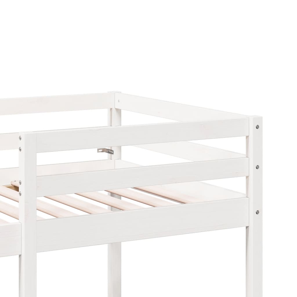 Ramme for loftseng skrivebord stoler hvit 90x200 cm heltre furu