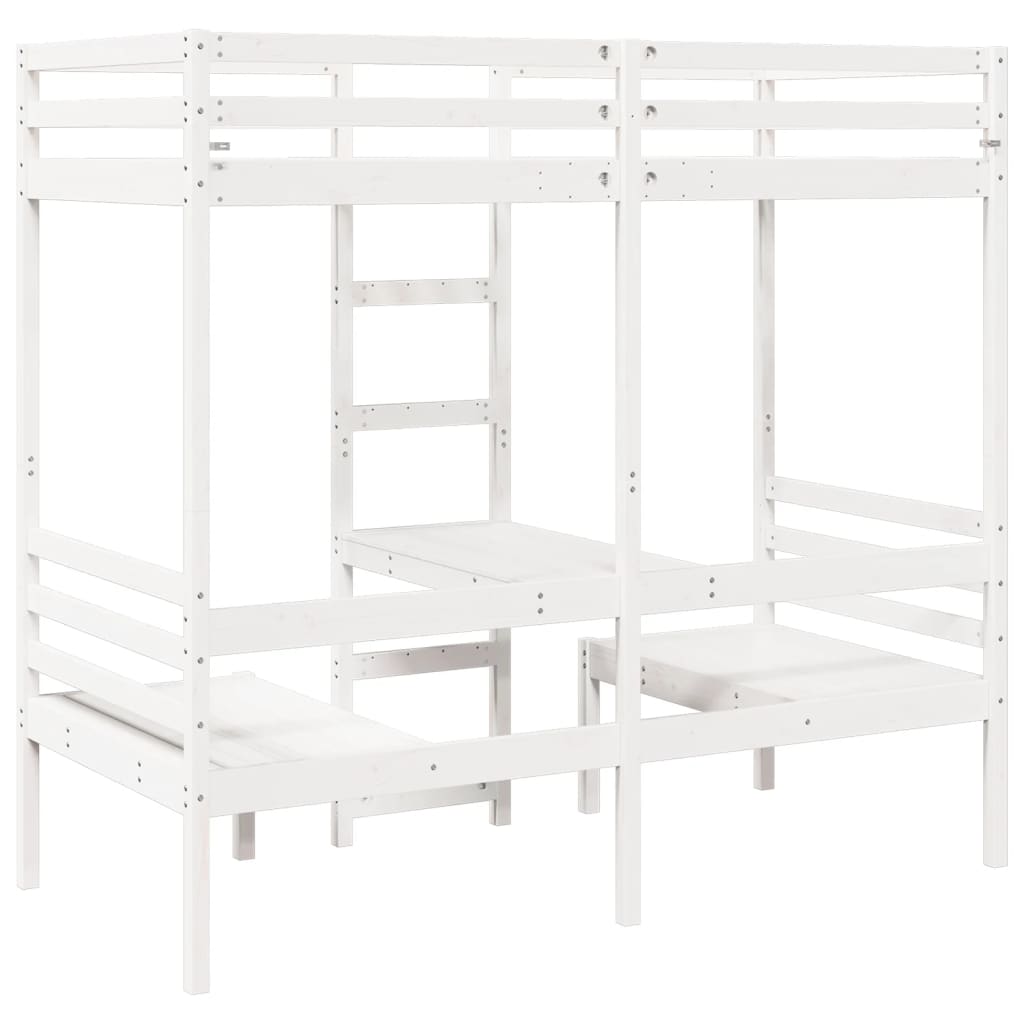 Ramme for loftseng skrivebord stoler hvit 80x200 cm heltre furu