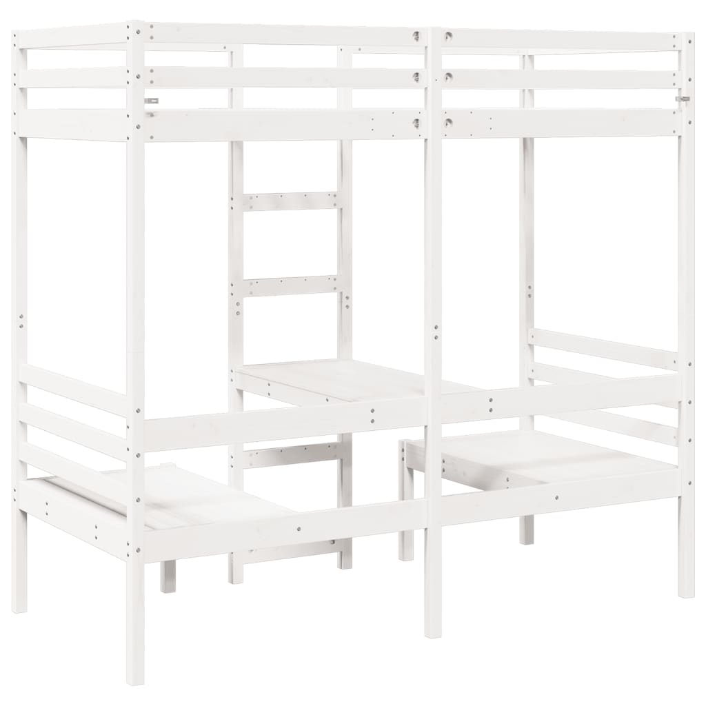 Ramme for loftseng skrivebord stoler hvit 90x190 cm heltre furu