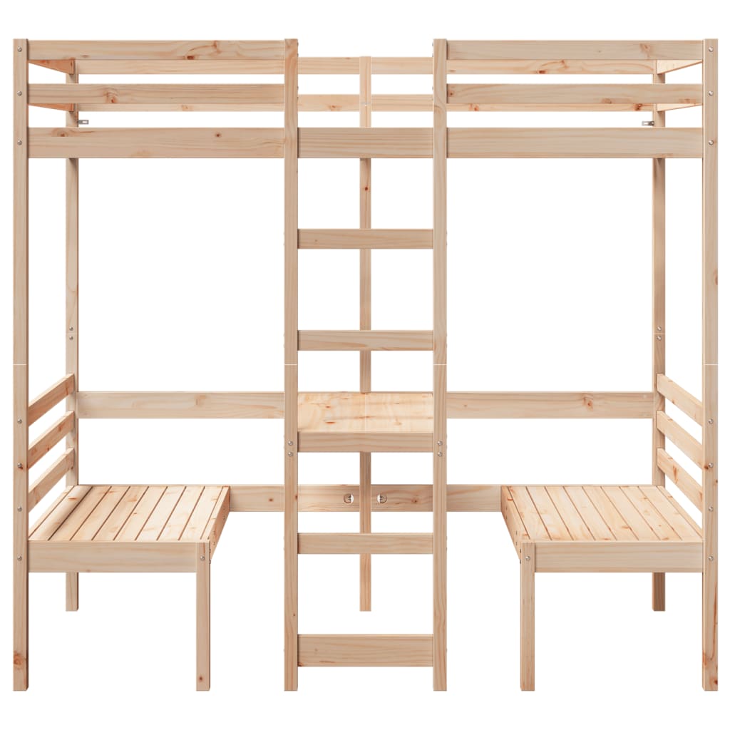 Ramme for loftseng skrivebord og stoler 75x190 cm heltre furu