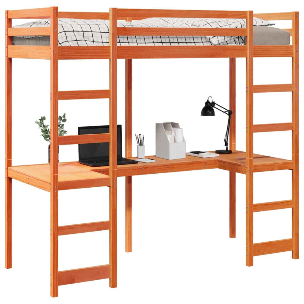 Ramme for køyeseng voksbrun brun 75x190 cm heltre furu