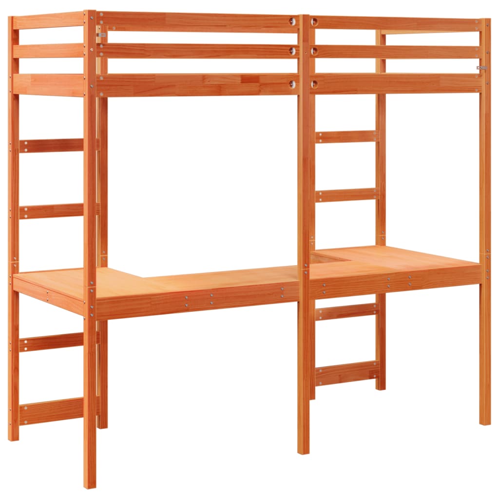 Ramme for køyeseng voksbrun brun 75x190 cm heltre furu