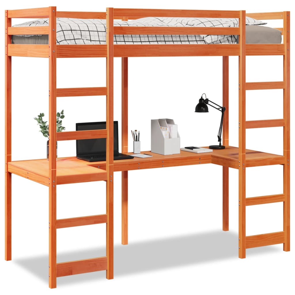 Ramme for køyeseng voksbrun brun 75x190 cm heltre furu
