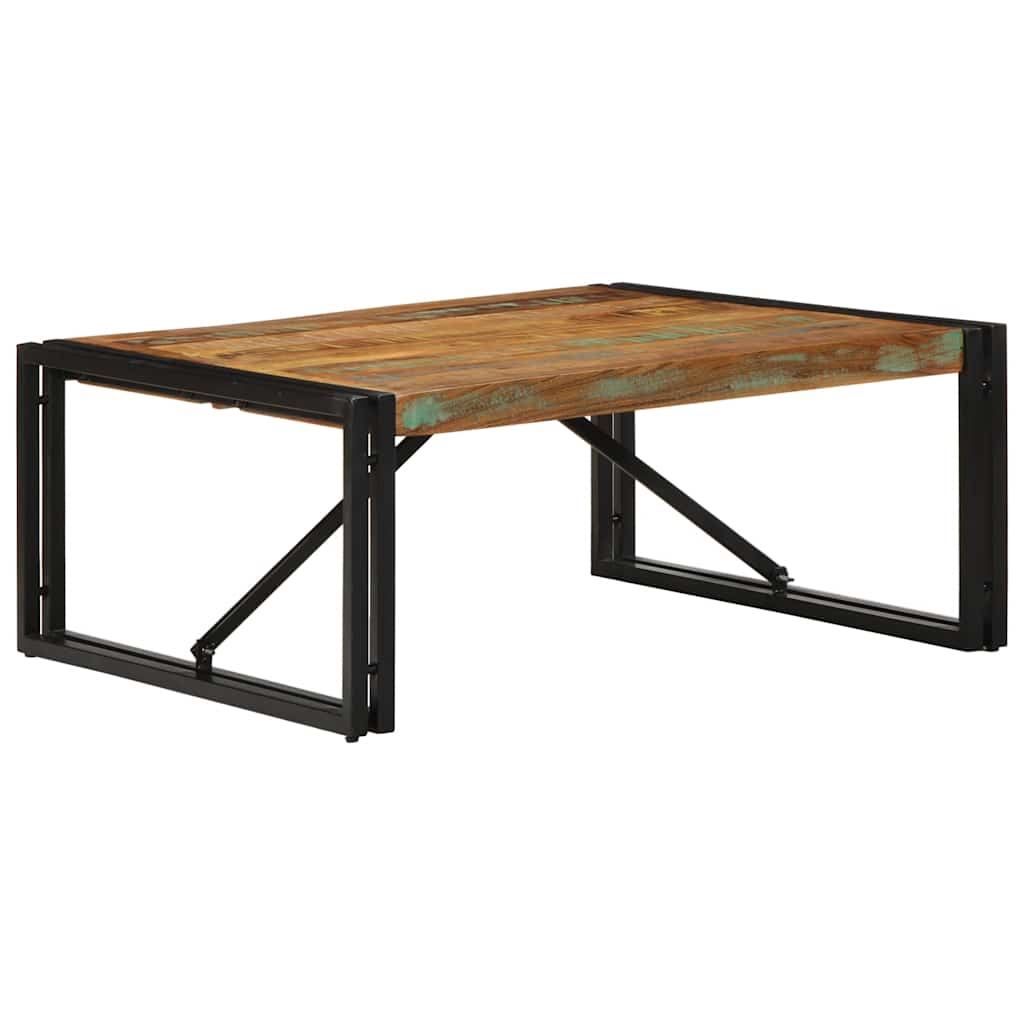 Salongbord flerfarget 80x80x35 cm gjenvunnet heltre