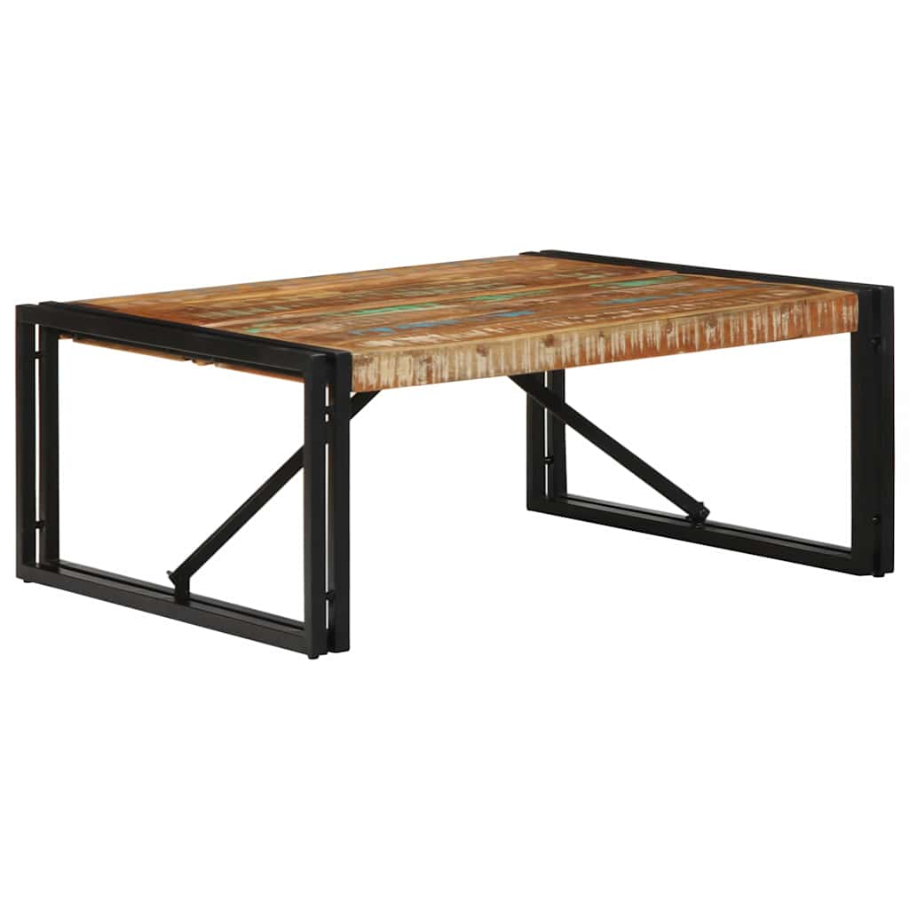 Salongbord flerfarget 80x80x35 cm gjenvunnet heltre