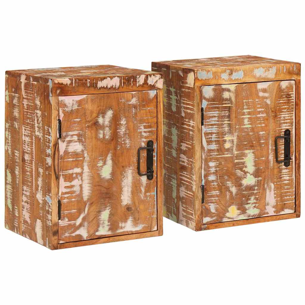 Nattbord 2 pcs Brun 35 x 33 x 48 cm Massivt gjenvunnet tre