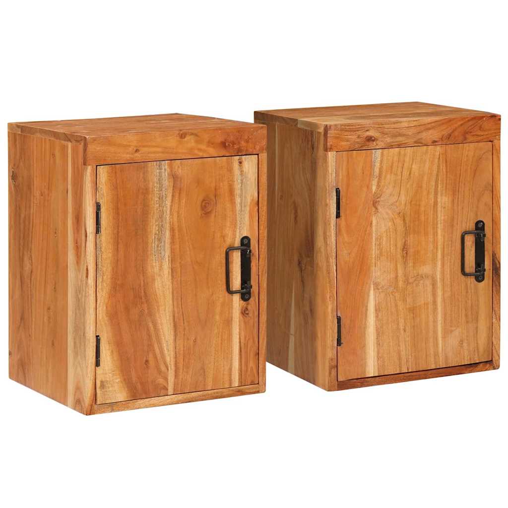 Nattbord 2 pcs Brun 35 x 33 x 48 cm Solid akasietre