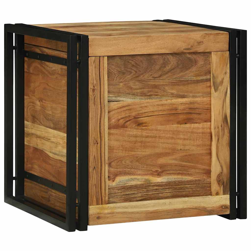 Lagringsboks Brun og svart 50 x 50 x 50 cm Solid akasietre