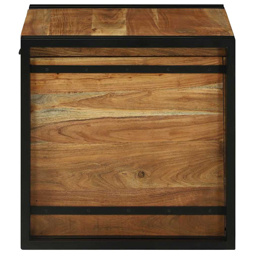 Lagringsboks Brun og svart 50 x 50 x 50 cm Solid akasietre