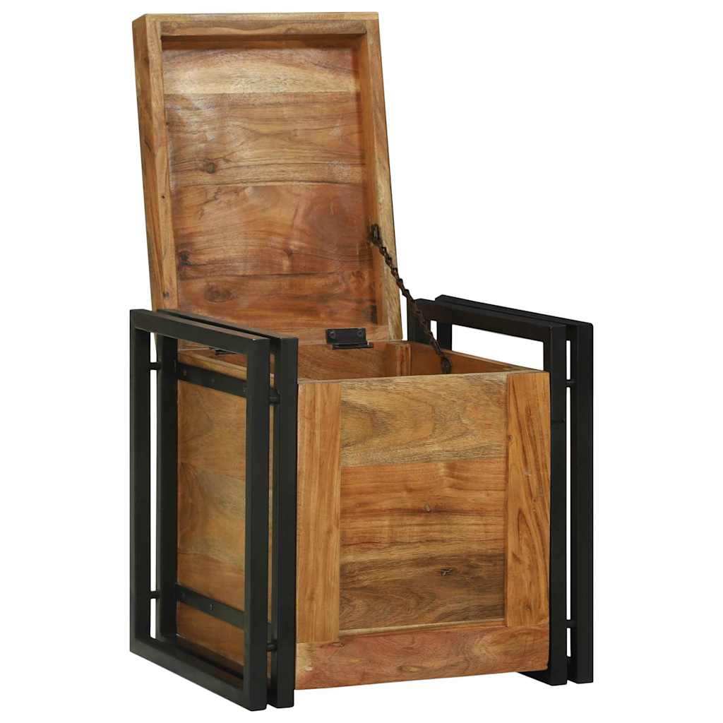 Lagringsboks Brun og svart 40 x 40 x 40 cm Solid akasietre