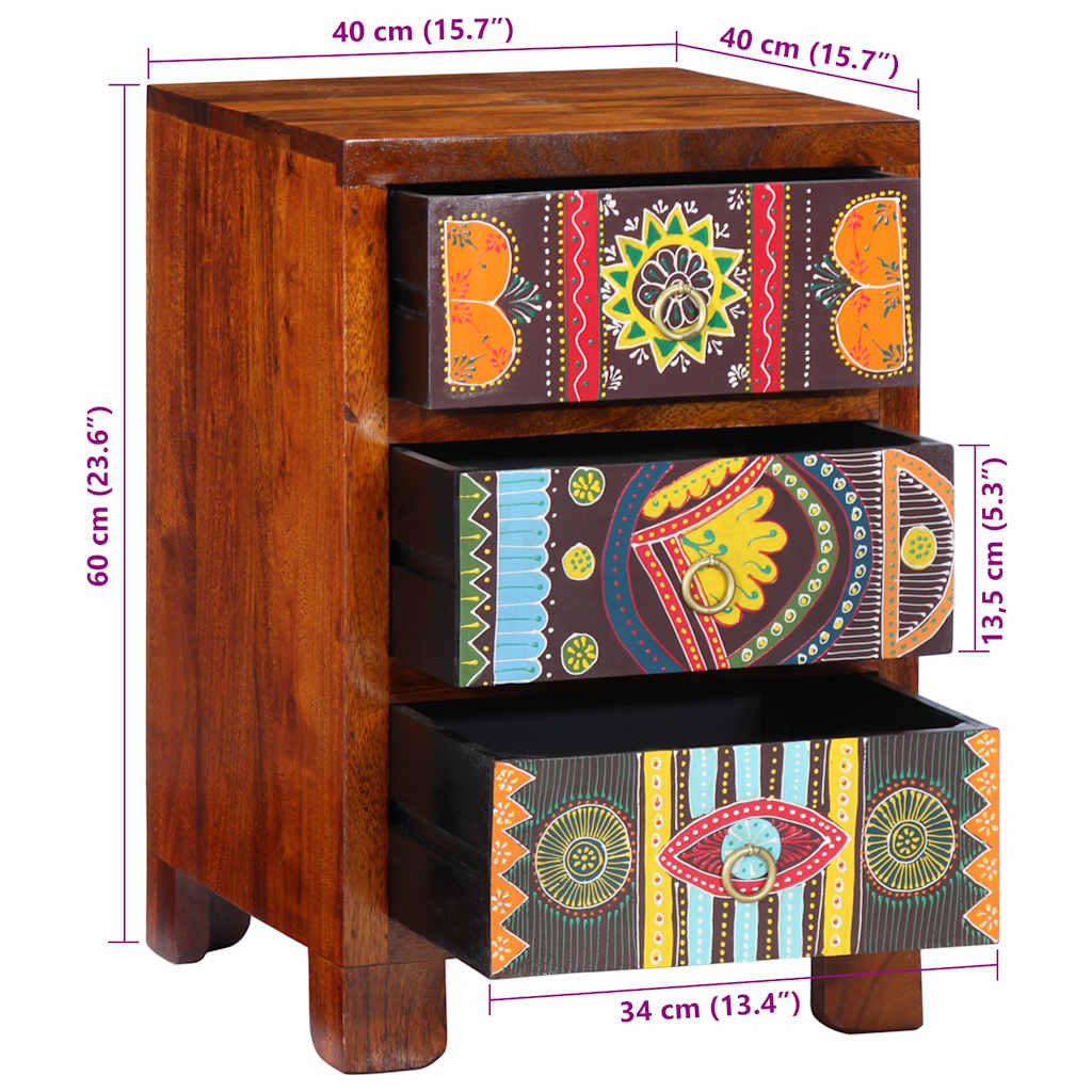 Nattbord 40x40x60 cm heltre akasie