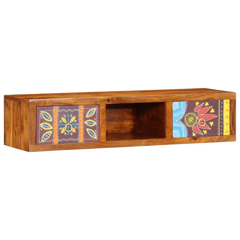 Veggmontert TV-skap flerfarget 100x30x22 heltre akasie