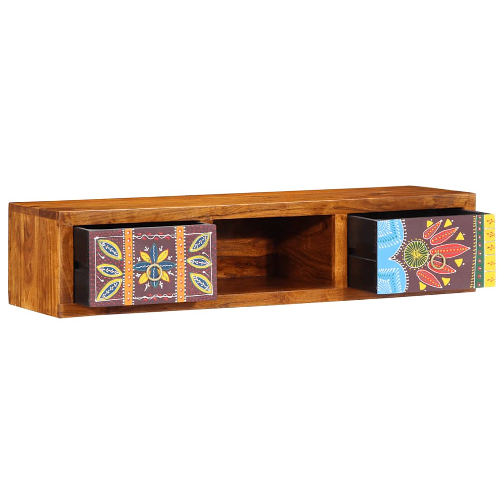 Veggmontert TV-skap flerfarget 100x30x22 heltre akasie