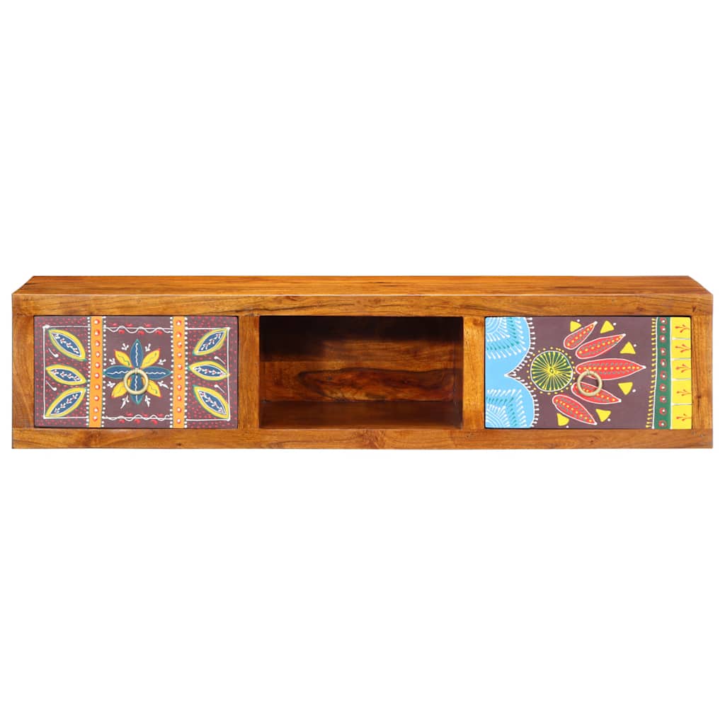 Veggmontert TV-skap flerfarget 100x30x22 heltre akasie