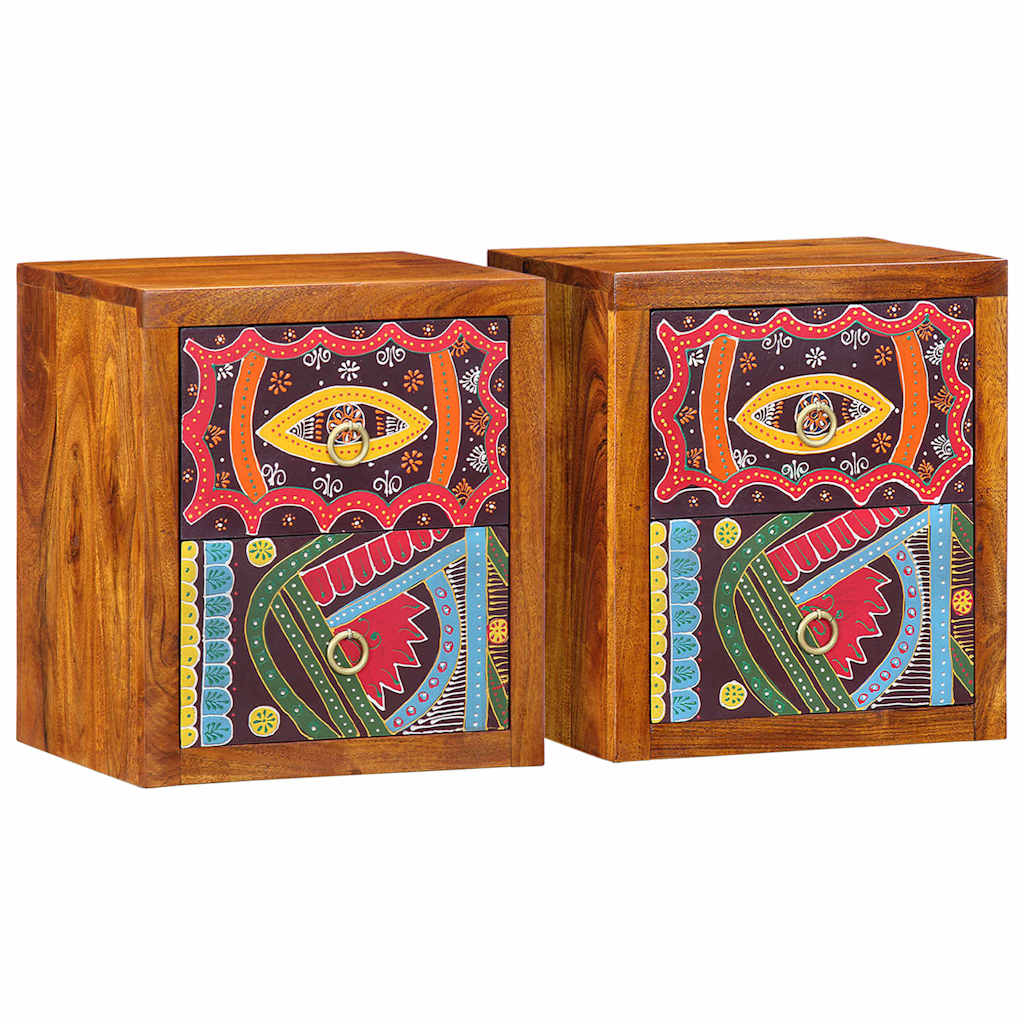 Nattbordskap 2 pcs Brun 35 x 30 x 40 cm Solid akasietre