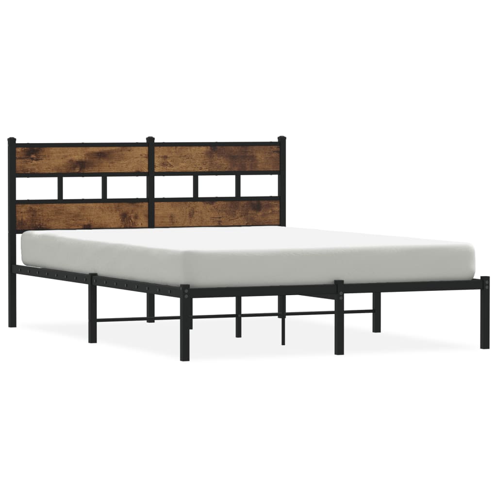 Sengeramme i metall uten madrass røkt eik 140x190 cm