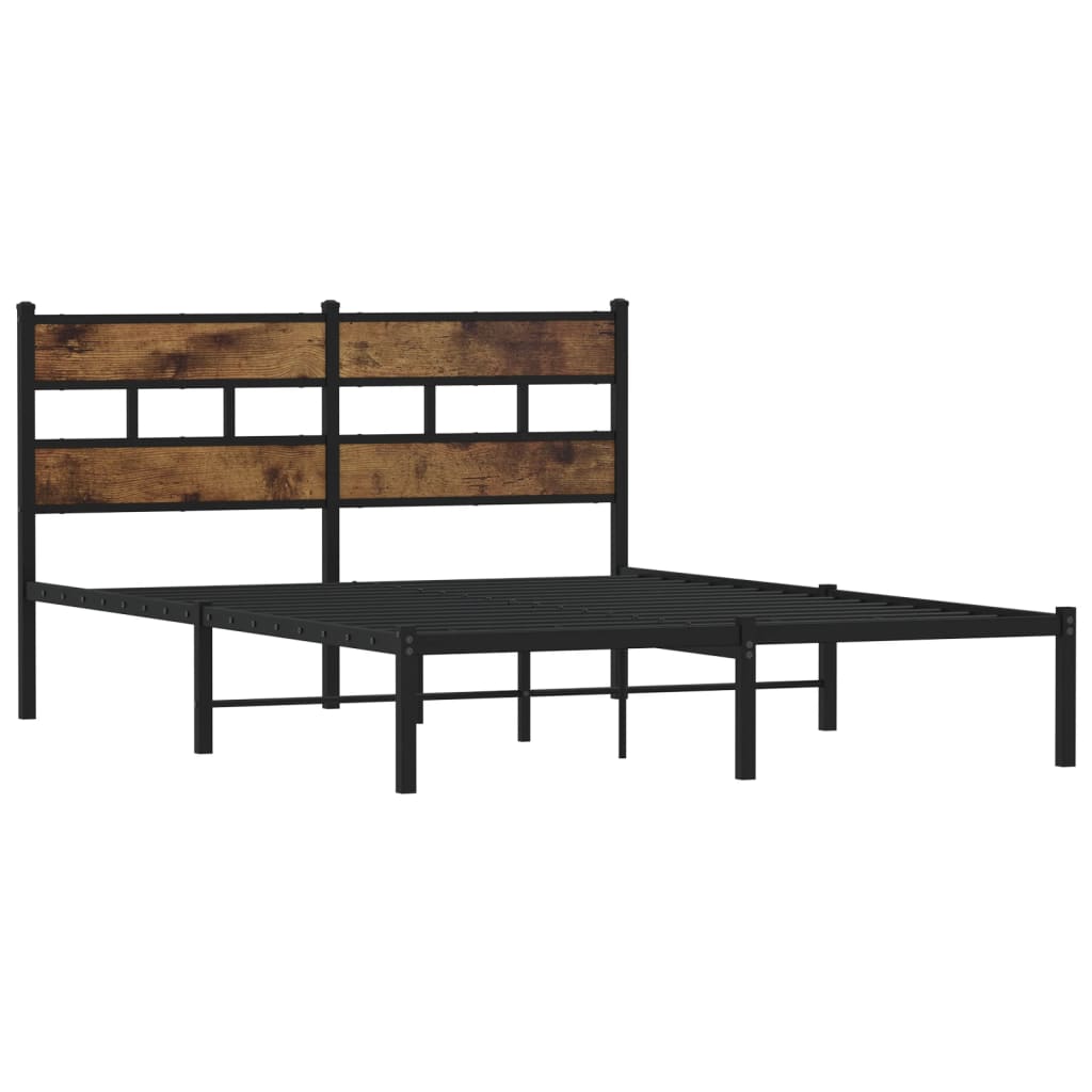 Sengeramme i metall uten madrass røkt eik 140x190 cm