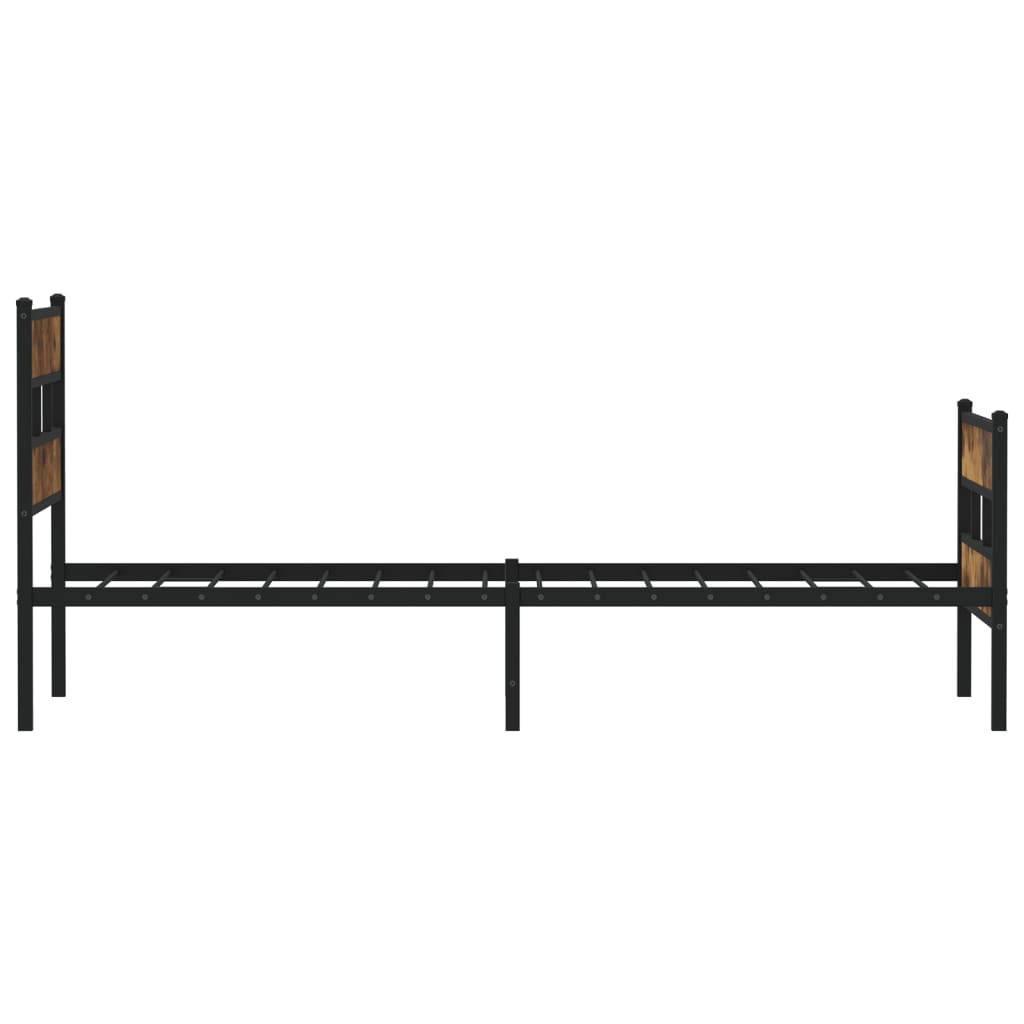 Sengeramme i metall uten madrass røkt eik 80x200 cm