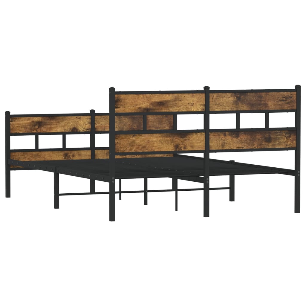 Sengeramme i metall uten madrass røkt eik 135x190 cm
