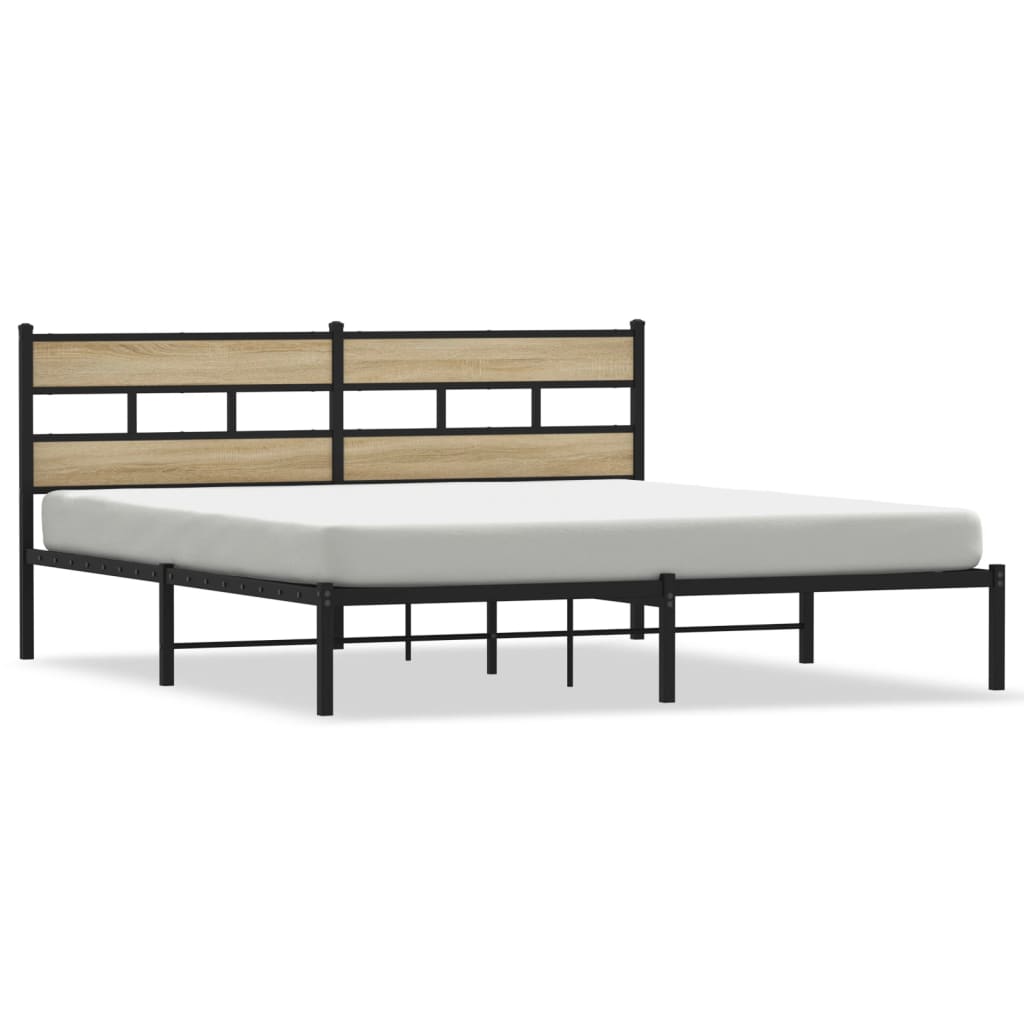 Sengeramme i metall uten madrass sonoma eik 183x213 cm