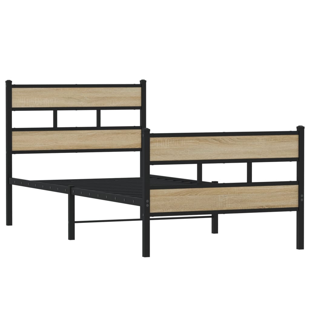 Sengeramme i metall uten madrass sonoma eik 75x190 cm
