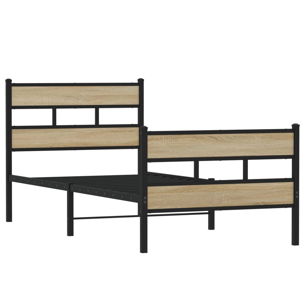Sengeramme i metall uten madrass sonoma eik 90x190 cm vidaXL