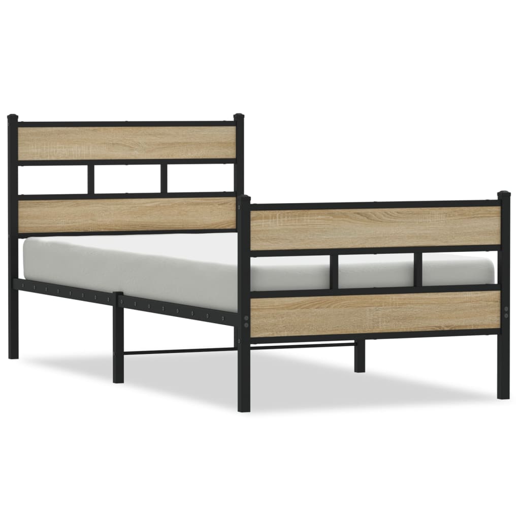 Sengeramme i metall uten madrass sonoma eik 90x200 cm