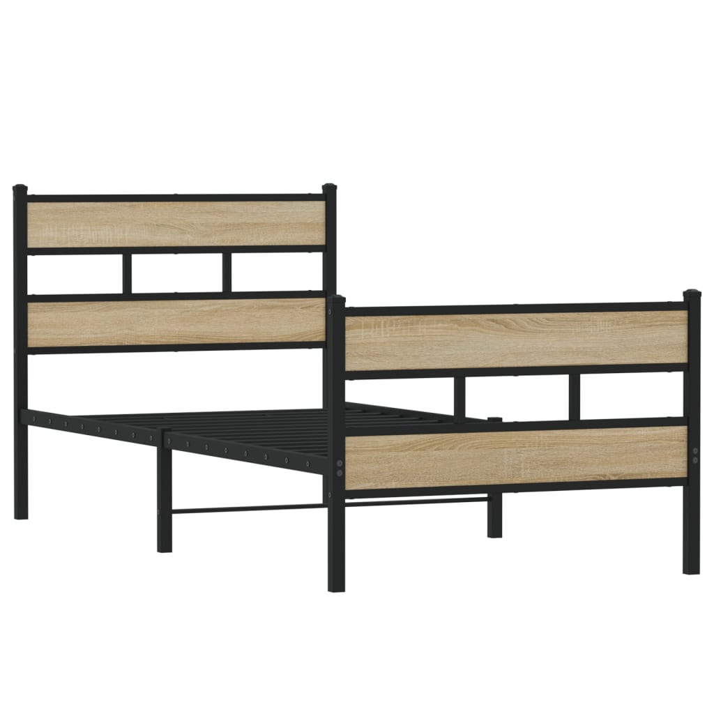 Sengeramme i metall uten madrass sonoma eik 90x200 cm