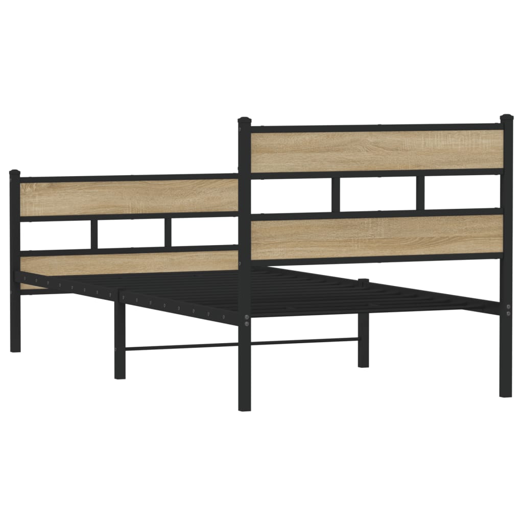 Sengeramme i metall uten madrass sonoma eik 100x190 cm