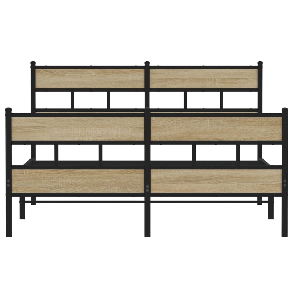 Sengeramme i metall uten madrass sonoma eik 135x190 cm