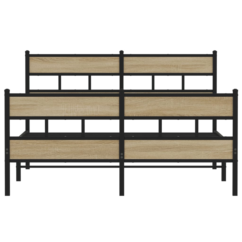 Sengeramme i metall uten madrass sonoma eik 140x200 cm