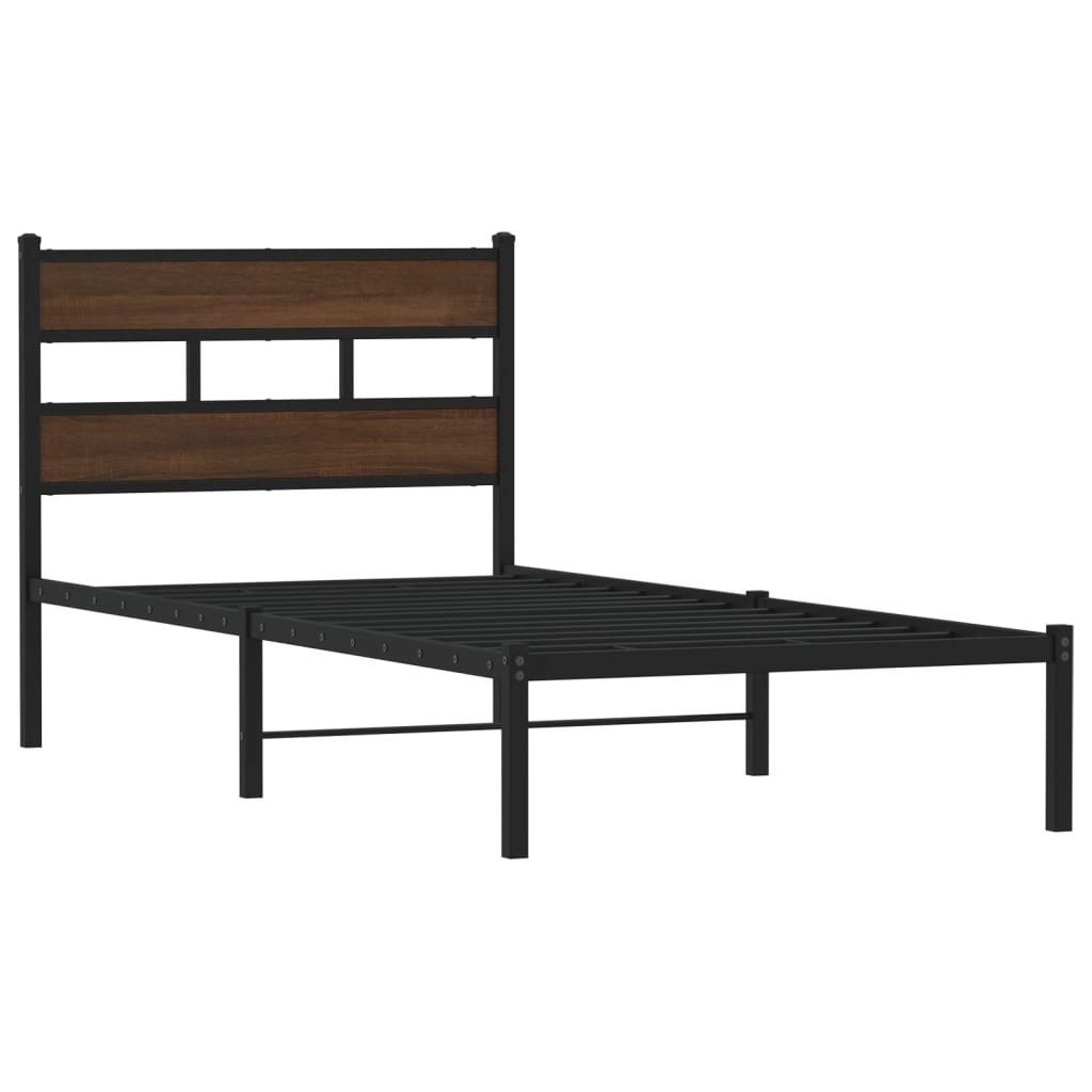 Sengeramme uten madrass med hodegavl brun eik 80x200 cm