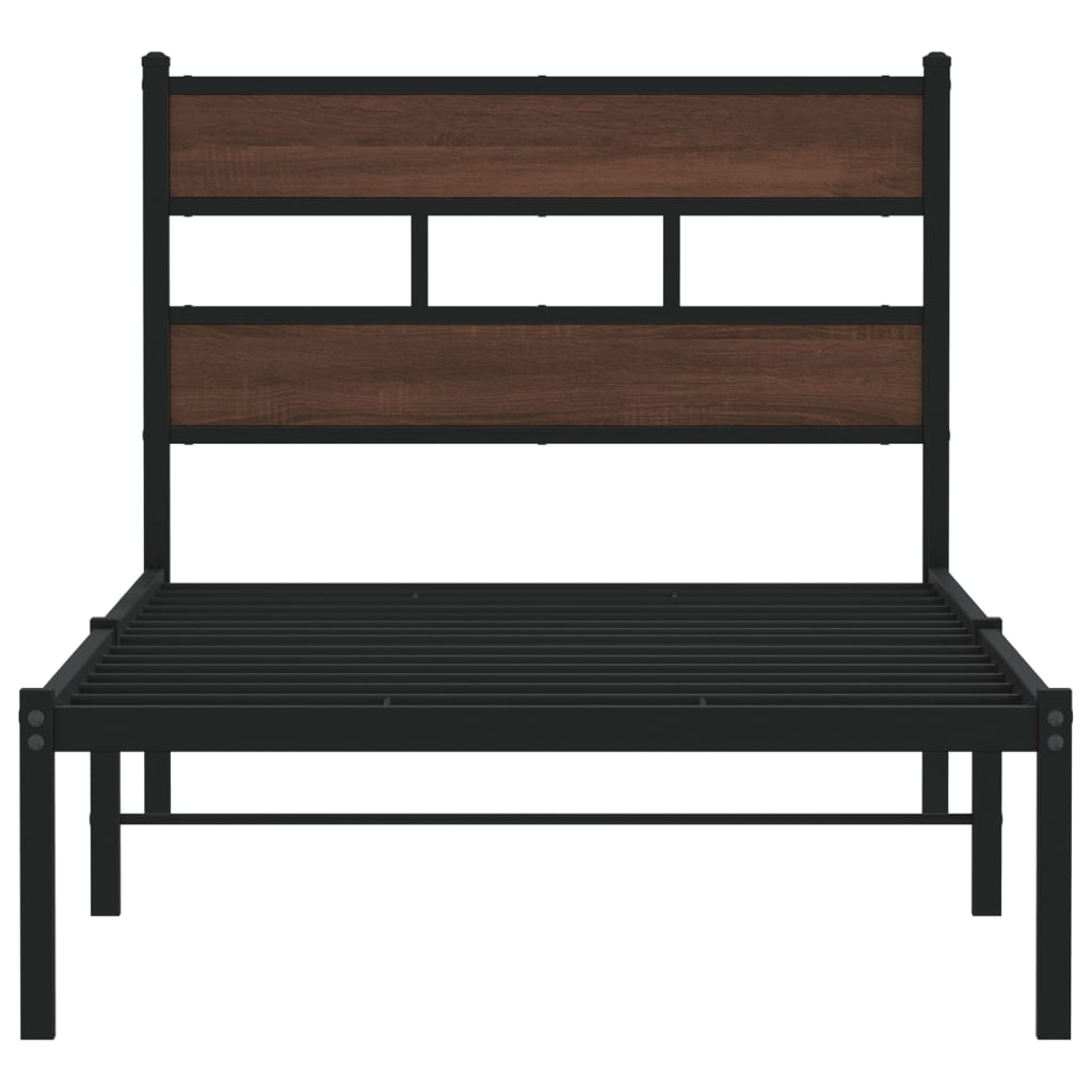 Sengeramme uten madrass med hodegavl brun eik 80x200 cm