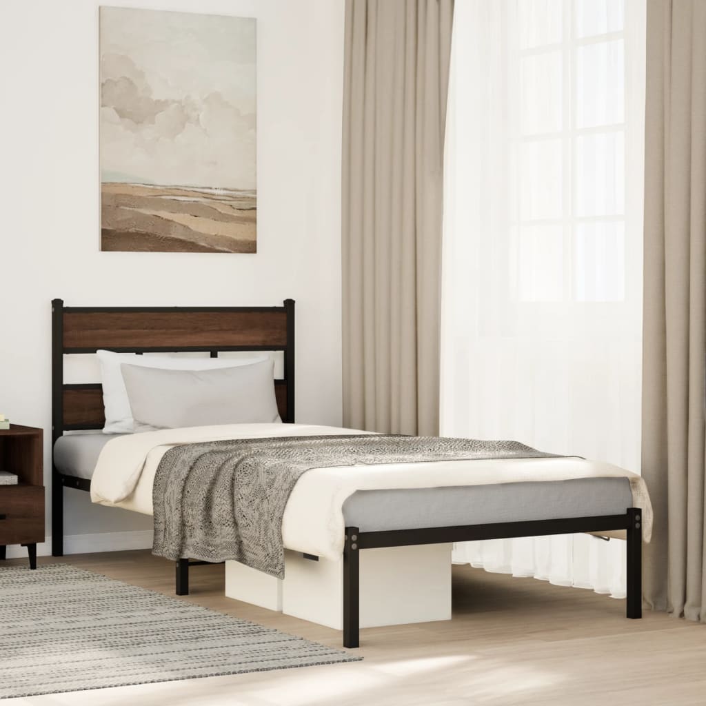 Sengeramme uten madrass med hodegavl brun eik 80x200 cm