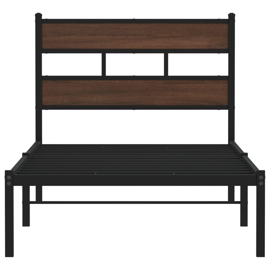 Sengeramme uten madrass med hodegavl brun eik 100x190 cm