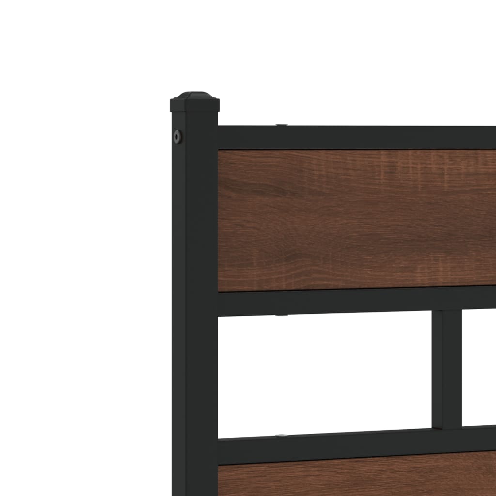 Utskiftbar sengegavl brun eik 135 cm stål og konstruert tre vidaXL