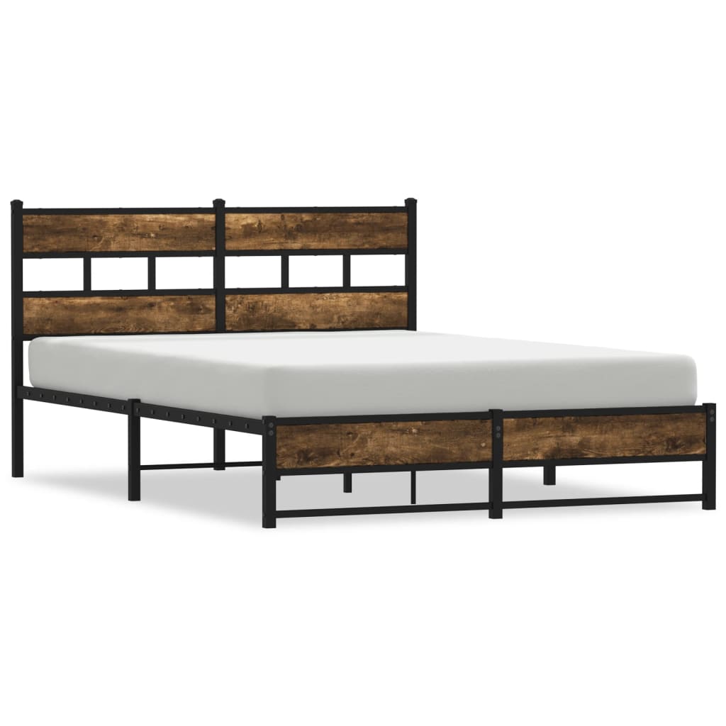 Sengeramme i metall uten madrass røkt eik 135x190 cm