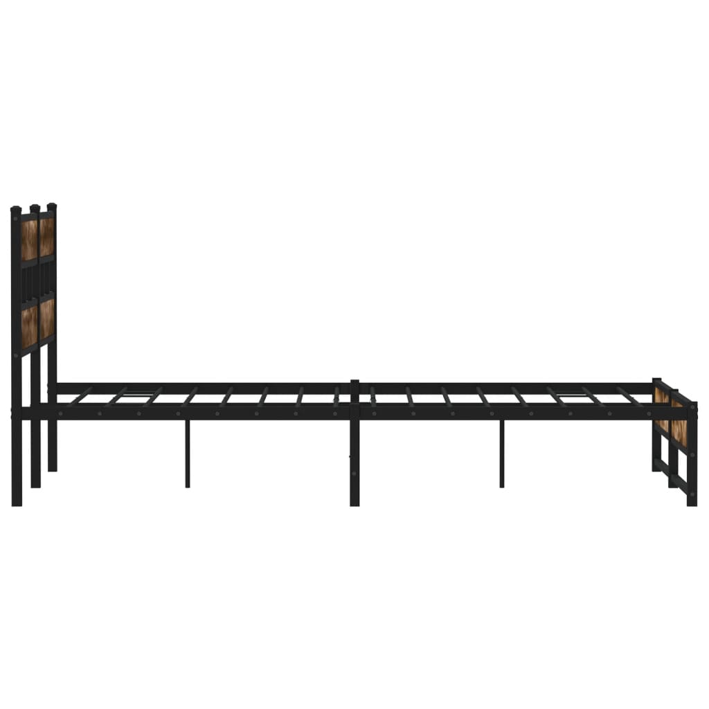 Sengeramme i metall uten madrass røkt eik 135x190 cm