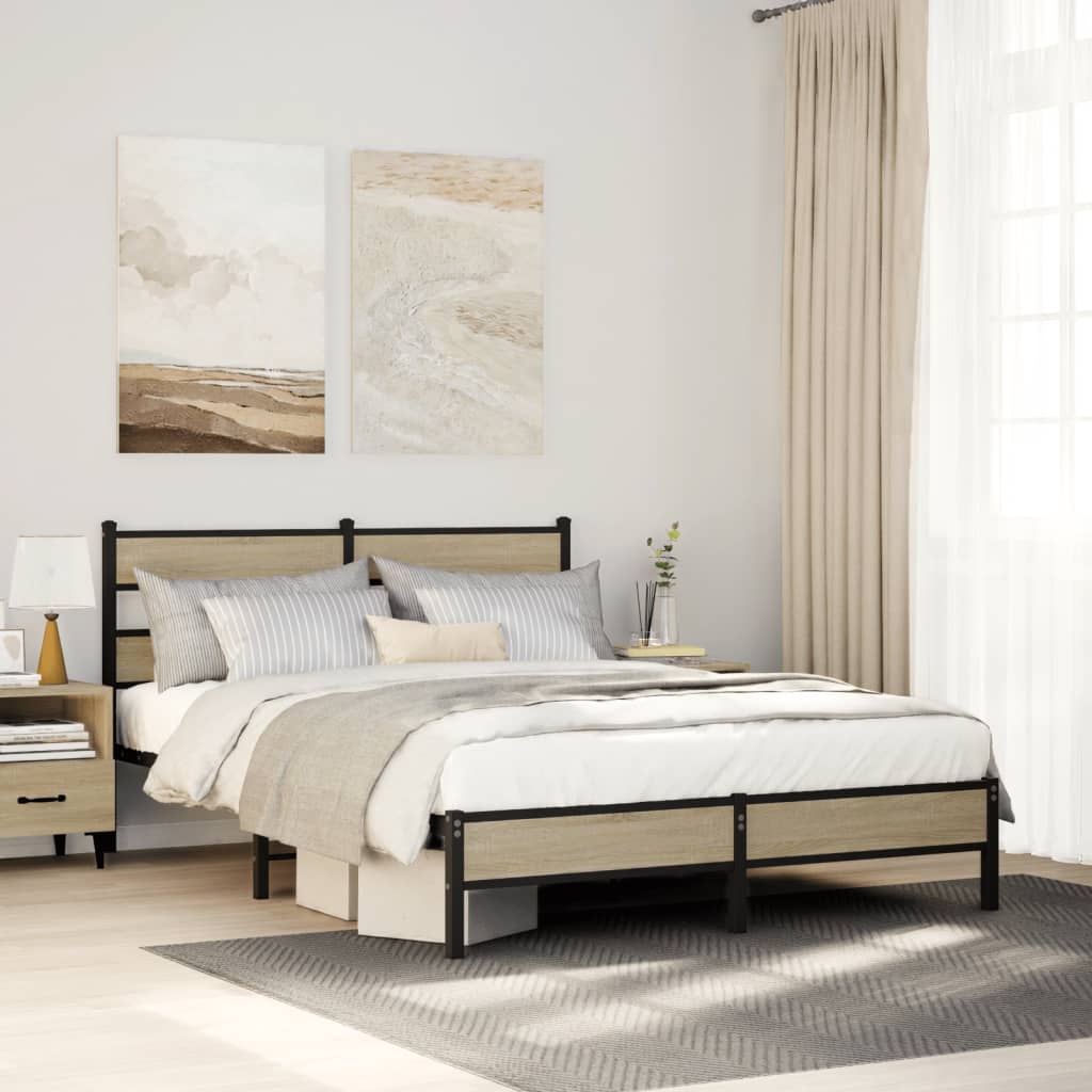 Sengeramme uten madrass sonoma eik 137x190 cm konstruert tre