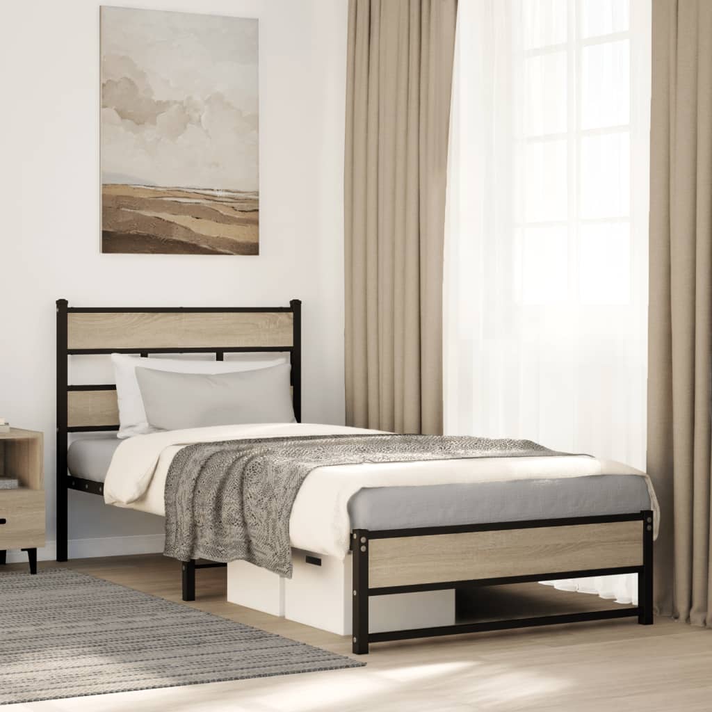 Sengeramme i metall uten madrass sonoma eik 100x190 cm