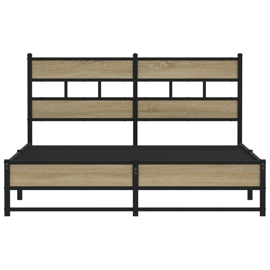 Sengeramme i metall uten madrass sonoma eik 135x190 cm