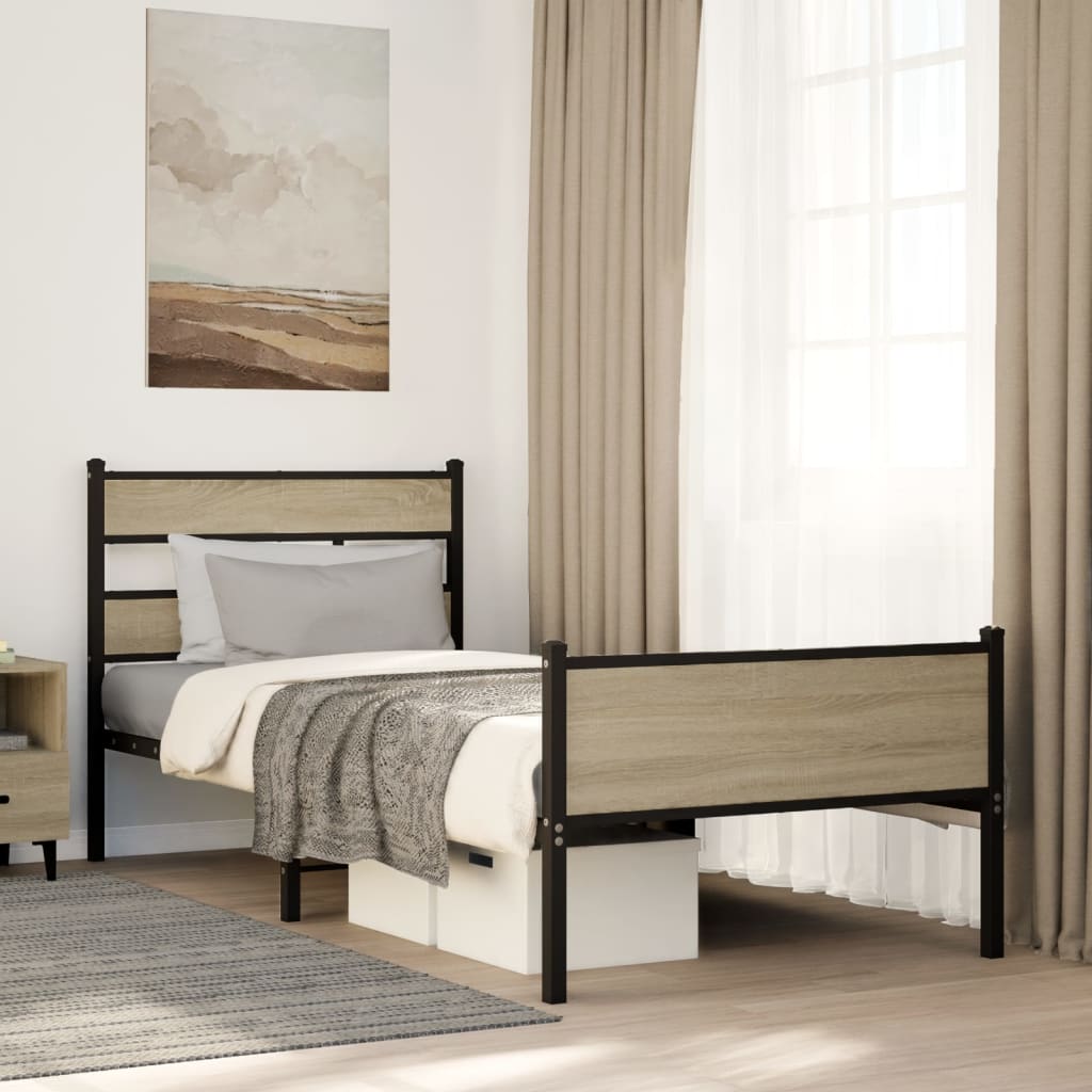 Sengeramme uten madrass sonoma eik 107x200 cm konstruert tre