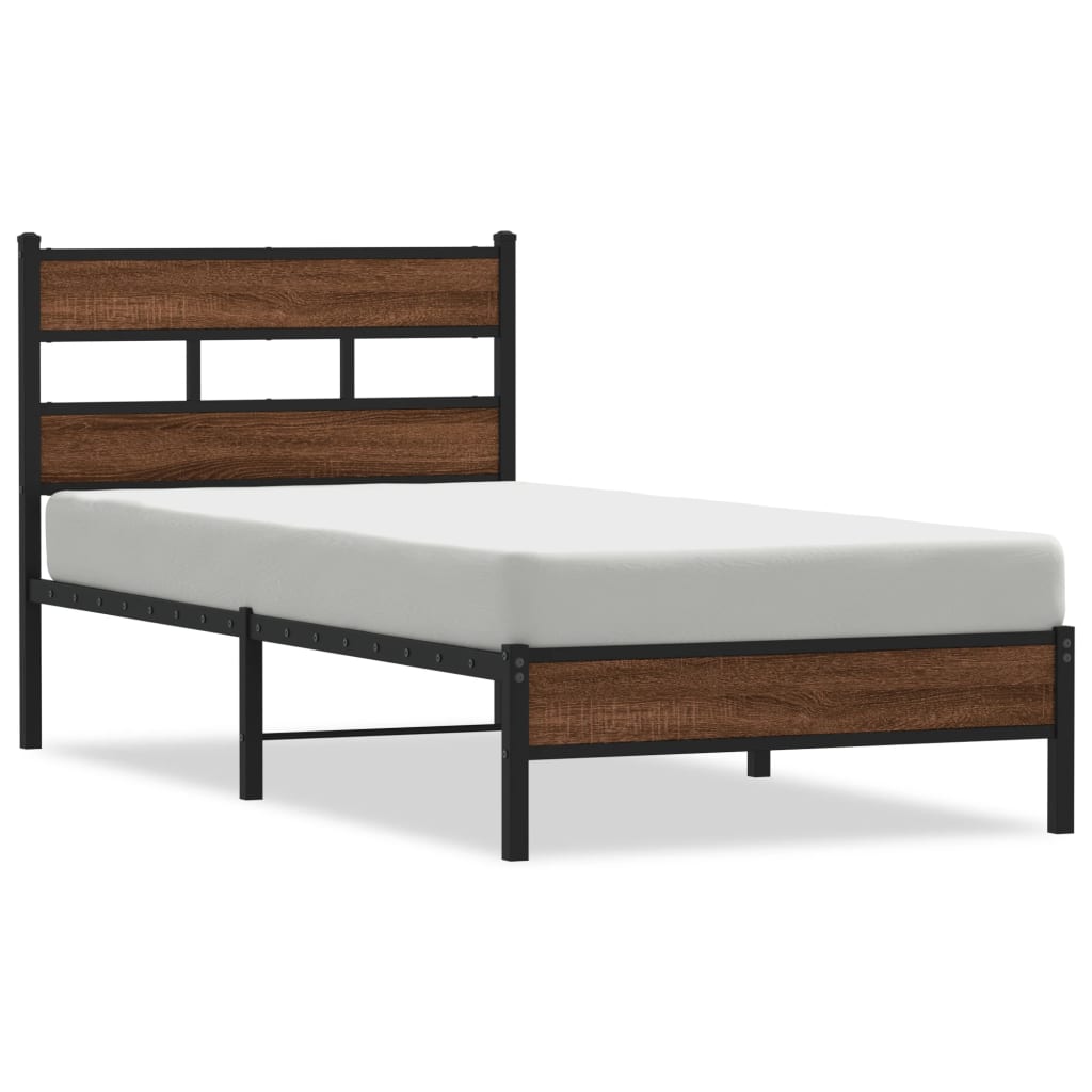Sengeramme uten madrass brun eik 90x190 cm konstruert tre