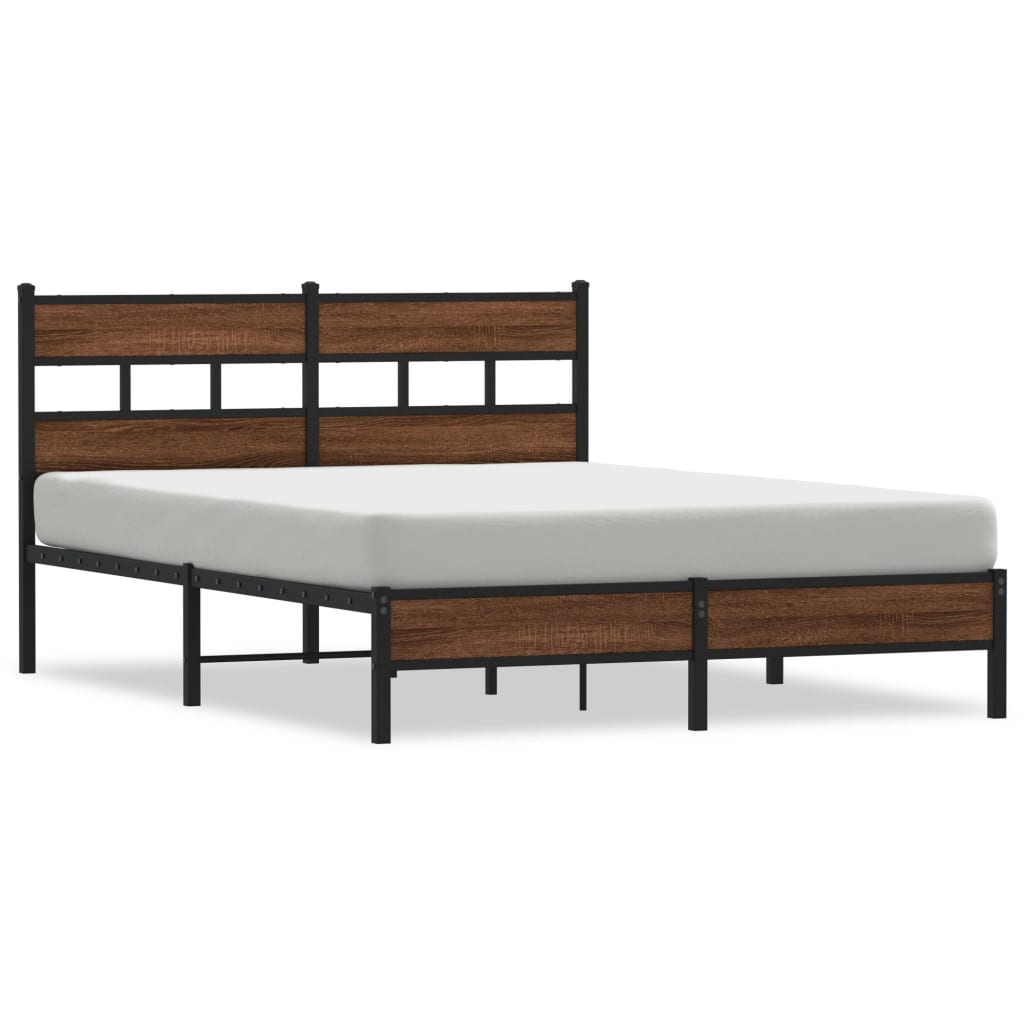 Sengeramme uten madrass brun eik 137x190 cm konstruert tre