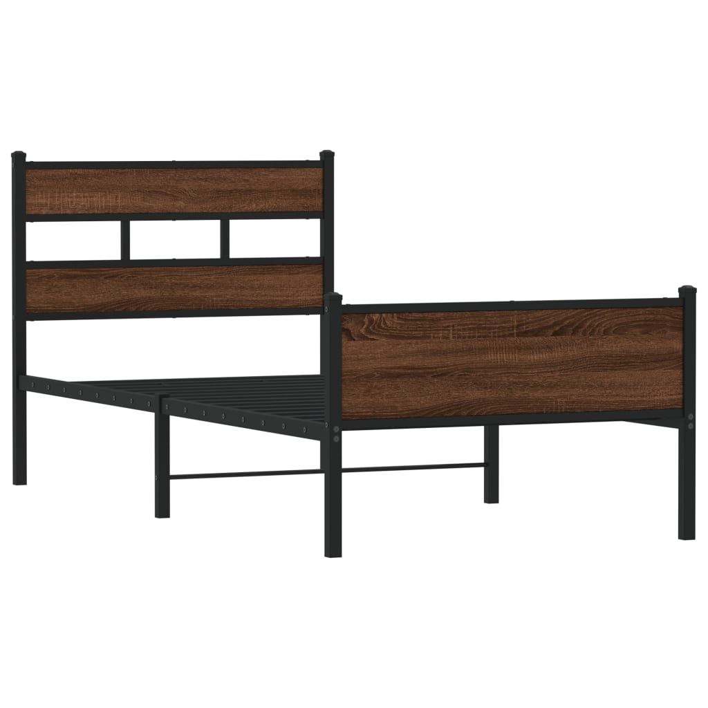 Sengeramme uten madrass brun eik 90x200 cm konstruert tre