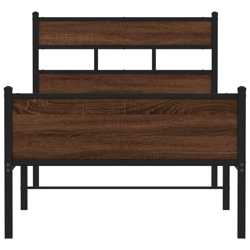 Sengeramme uten madrass brun eik 90x200 cm konstruert tre